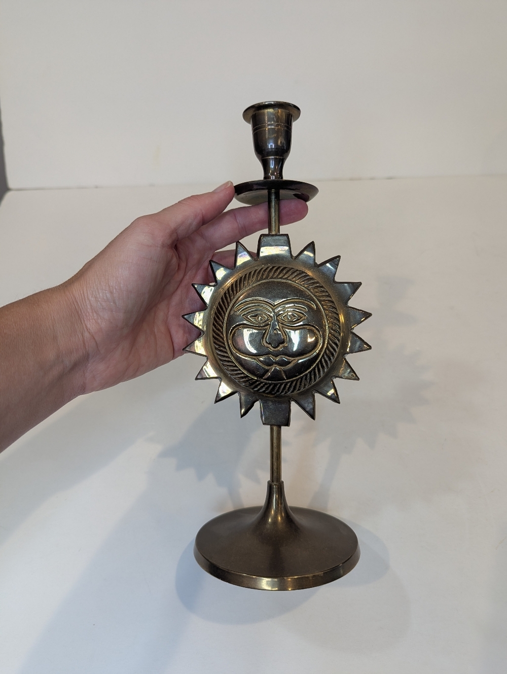 Solid Brass Celestial Sun Candlestick Handmade In India